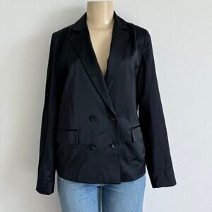 Chelsea28 Blazer S Black Double Breasted Satin Finish Professional Workwear
